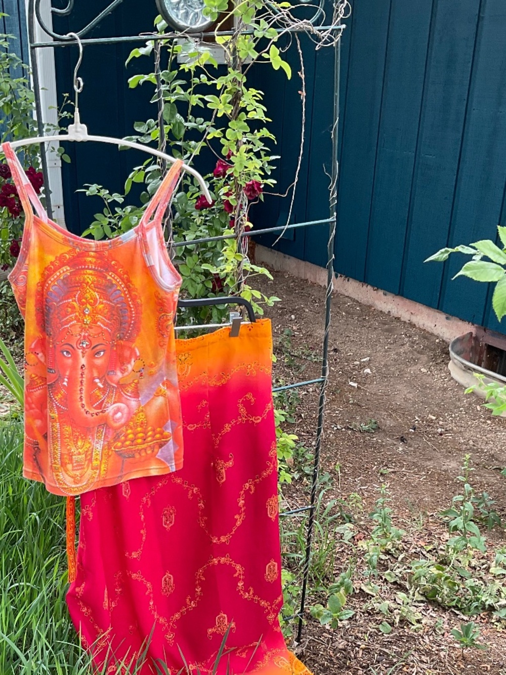 Vibrant India inspired print Tank and Wrap Skirt set